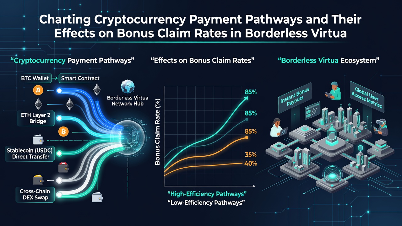 Data dashboard displaying bonus claim rate trends linked to cryptocurrency versus traditional payment methods in virtual gaming networks
