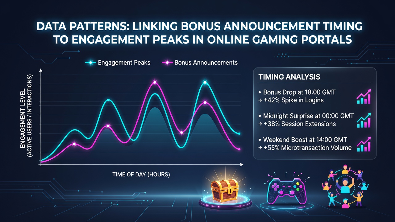 Graphs and charts displaying bonus announcement timings correlated with user engagement spikes across multiple online gaming platforms