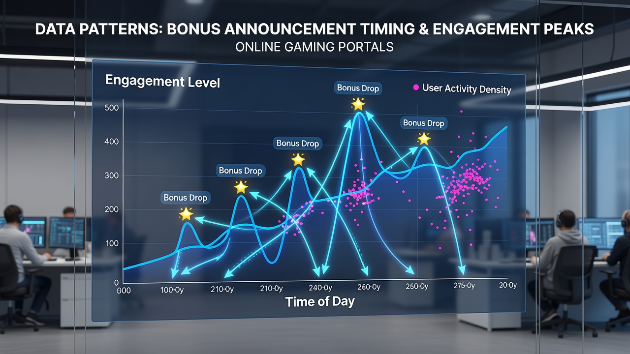 Heatmap visualization of engagement peaks aligned with bonus announcement schedules on gaming portals