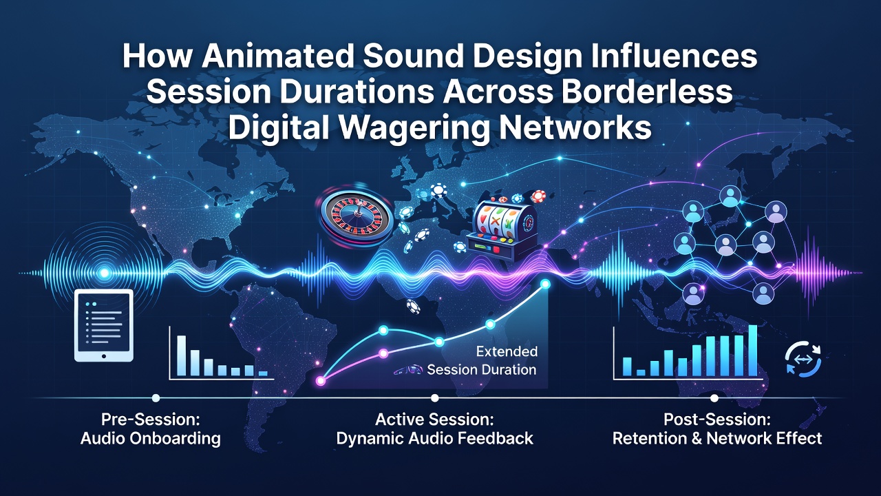 Global network visualization showing sound-triggered session extensions in digital wagering platforms