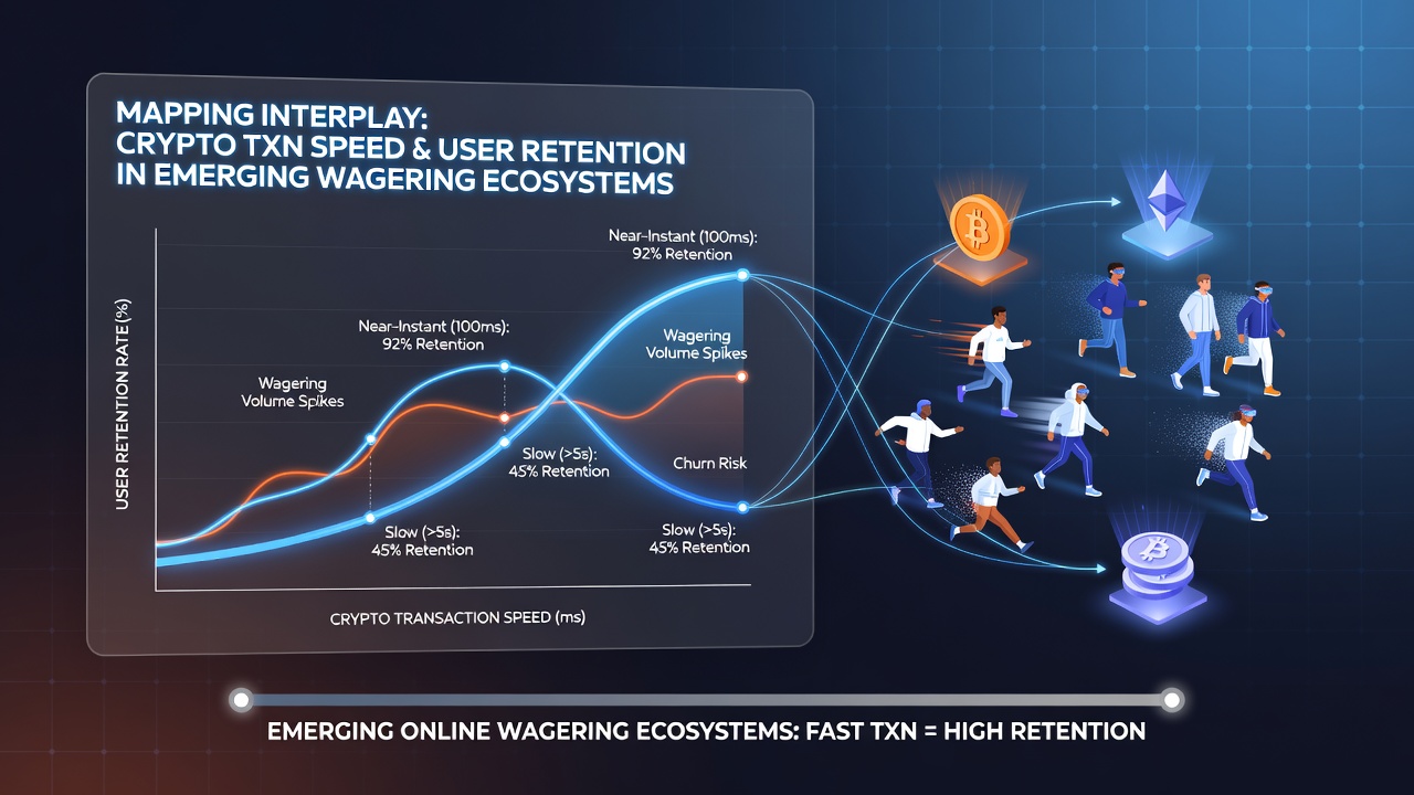 Visualization of cryptocurrency transaction speed metrics overlaid with user retention trends across emerging online wagering platforms