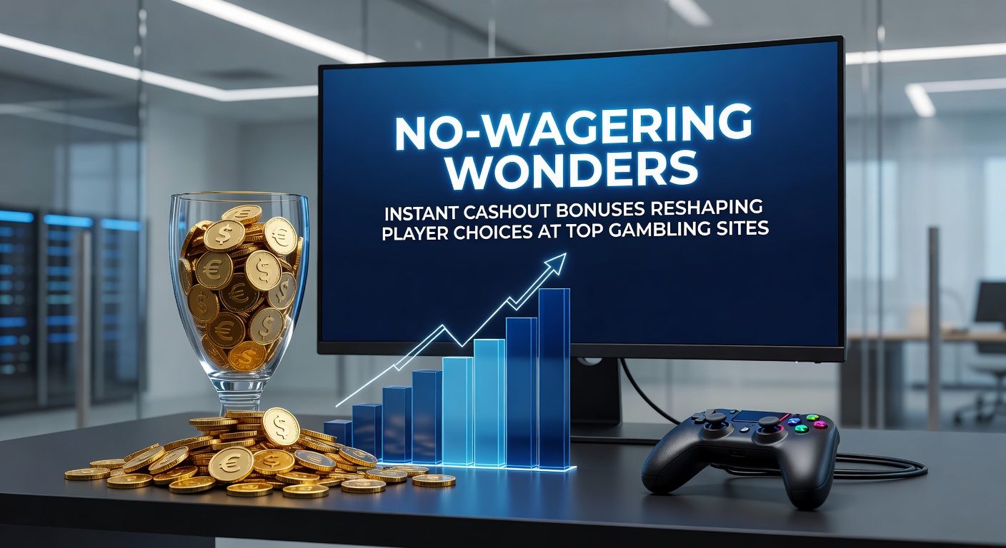 Vibrant digital graphic showing instant cashout icons and casino chips flowing directly to a player's wallet, symbolizing no-wagering bonuses in action
