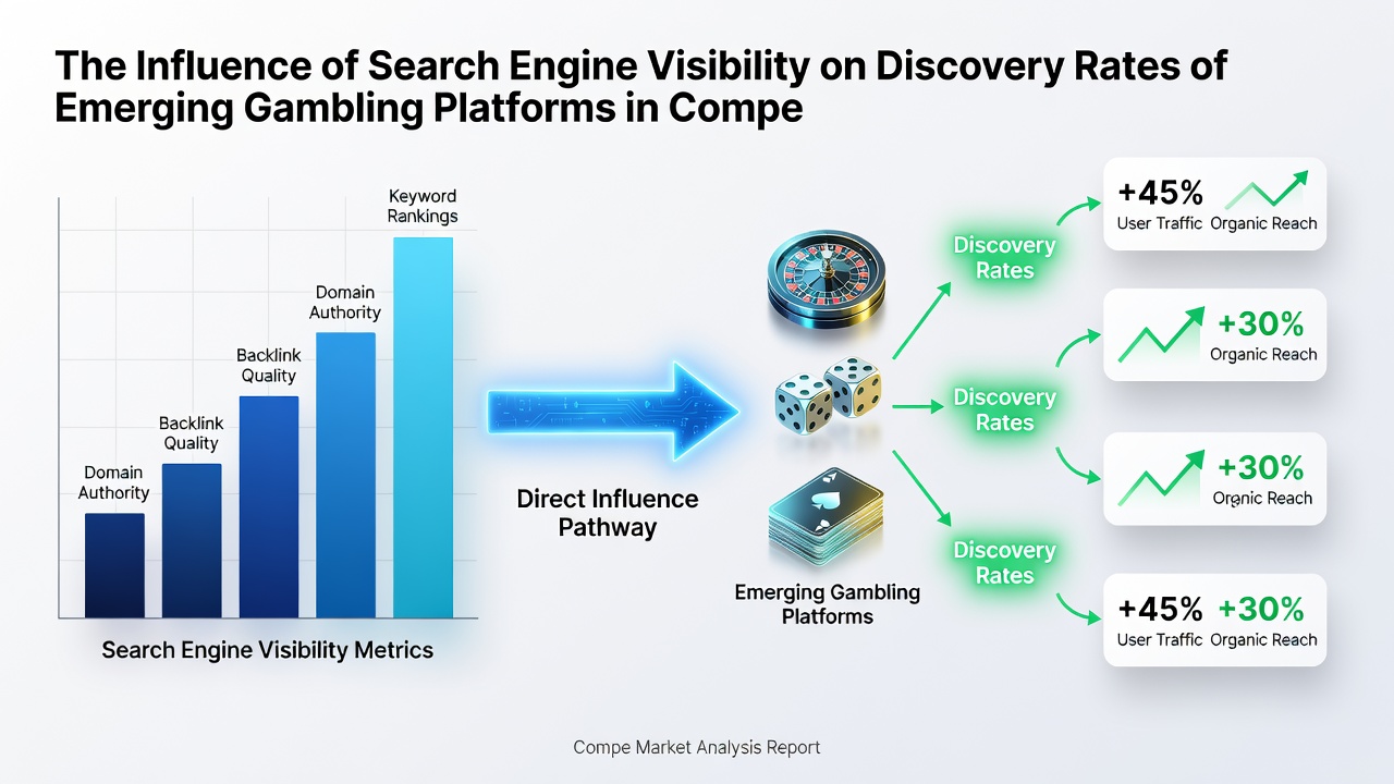Analytics dashboard displaying traffic sources and discovery metrics for emerging online gambling sites