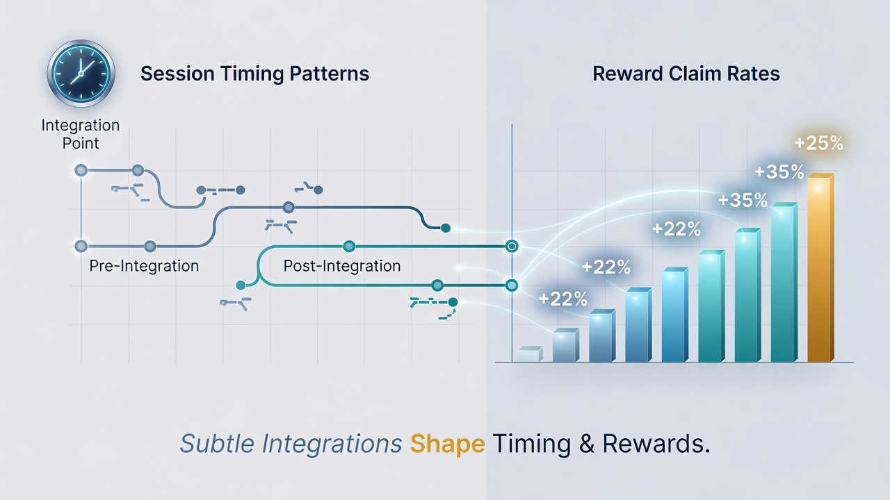 Analytics dashboard displaying session timing and reward claim metrics from mobile betting platforms