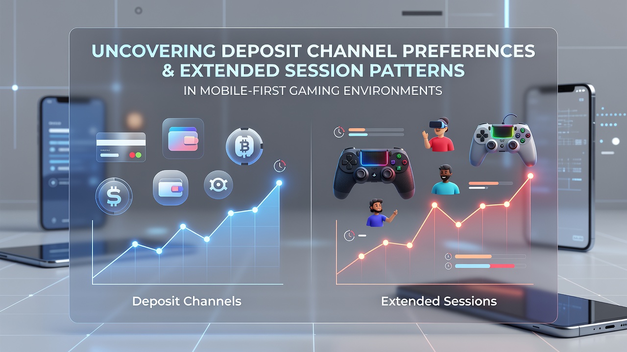 Mobile gaming interface showing deposit options and session analytics on a smartphone screen